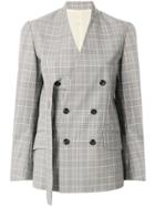 Ujoh Glen Check Double-breasted Jacket - Grey