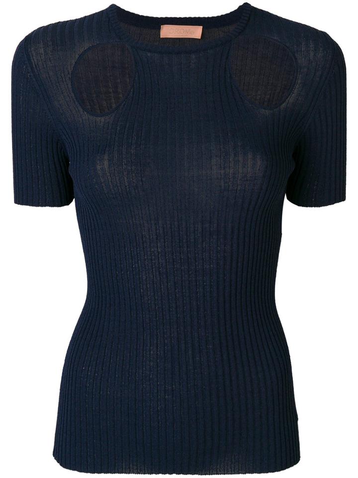 Drome Cutout Detail T-shirt - Blue