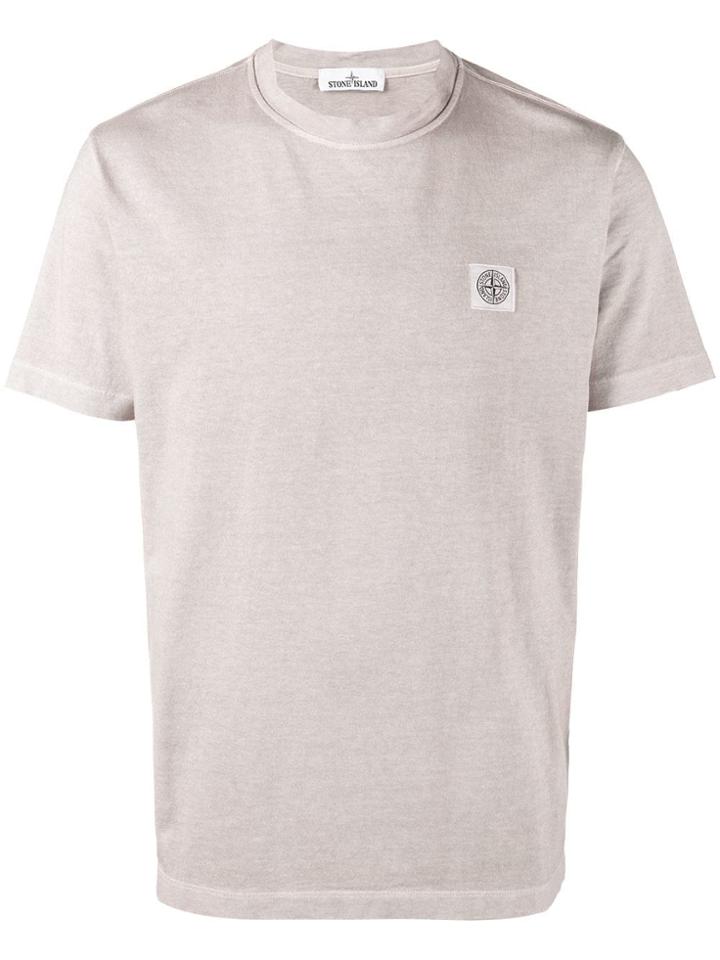 Stone Island Compass Logo Patch T Shirt - Pink & Purple