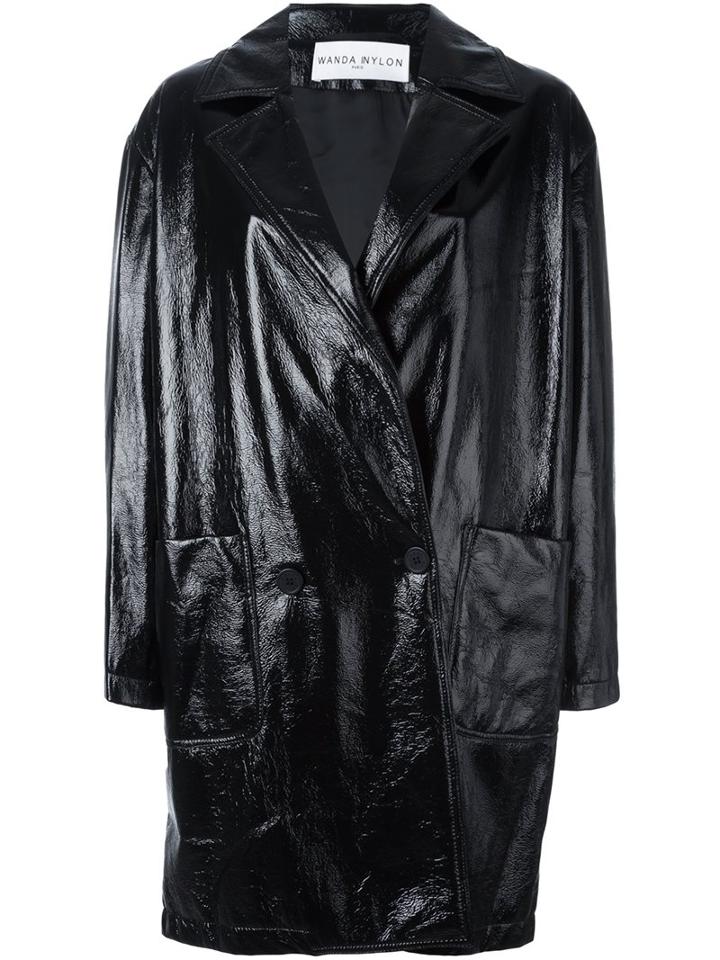 Wanda Nylon Vinyl Coat, Women's, Size: 36, Black, Cotton/polyurethane/viscose/vinyl
