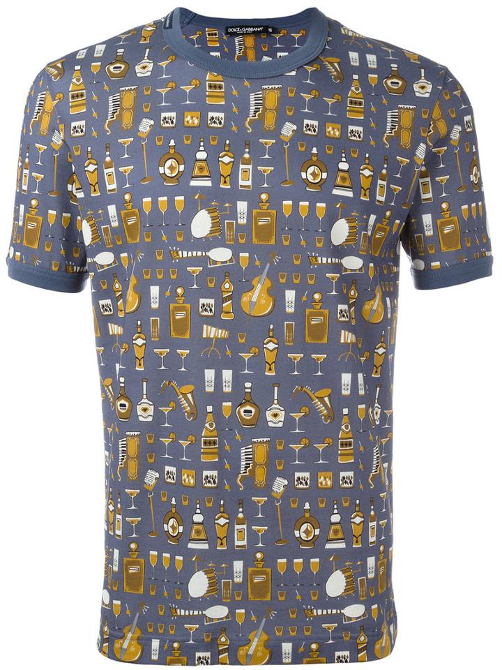 Dolce & Gabbana Jazz Club Print T-shirt, Men's, Size: 50, Cotton
