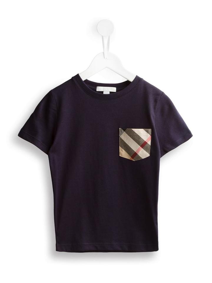 Burberry Kids Check Pocket T-shirt, Boy's, Size: 12 Yrs, Blue
