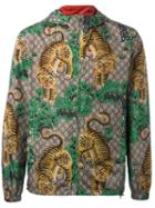 Gucci Bengal Tiger Print Jacket, Men's, Size: 52, Green, Polyamide/fluorocarbon Resin/polyester