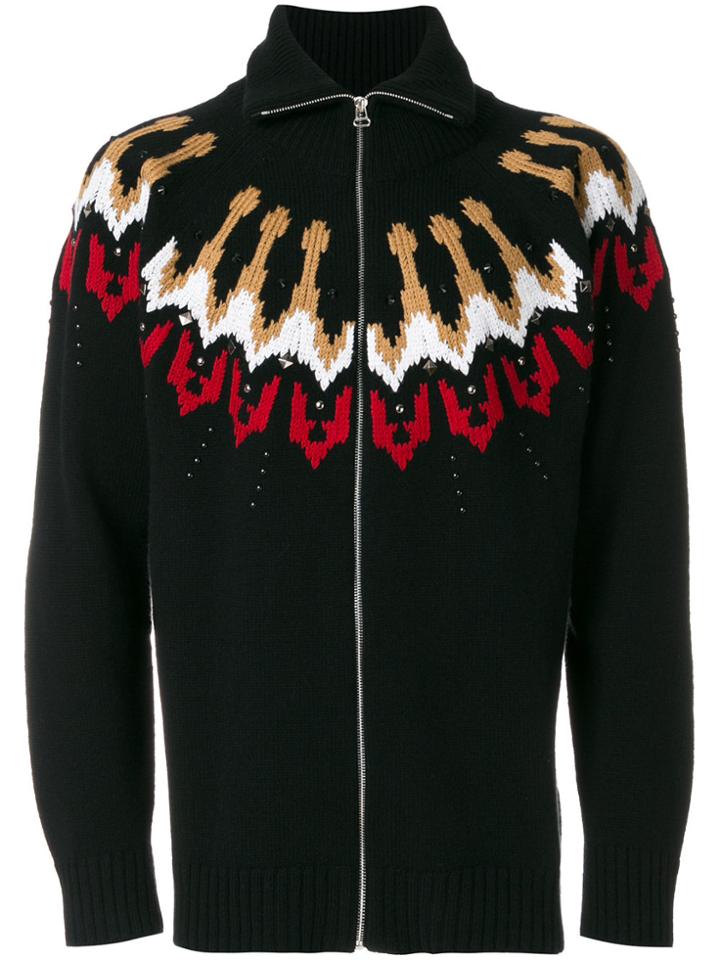 Laneus Zip Up Cardigan - Black
