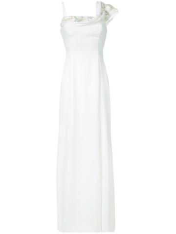Parlor Asymmetric Neckline Gown - White
