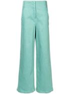 Tibi High-waisted Wide Leg Trousers - Green