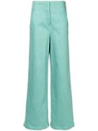 Tibi High-waisted Wide Leg Trousers - Green