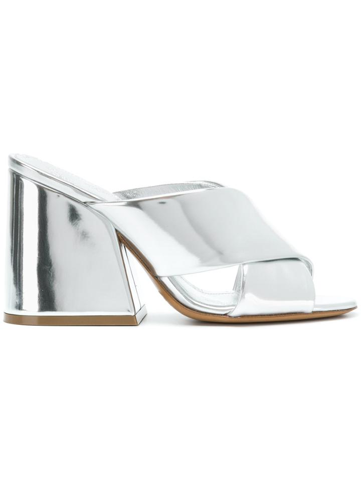 Maison Margiela Patent Crossover Mules - Metallic