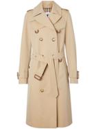Burberry Leather D-ring Detail Cotton Gabardine Trench Coat - Neutrals