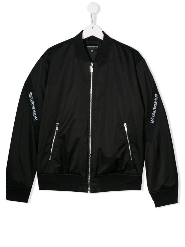 Emporio Armani Kids Logo Strap Bomber Jacket - Black