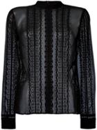 Elizabeth And James - Lace Insert Sheer Blouse - Women - Silk - Xs, Black, Silk