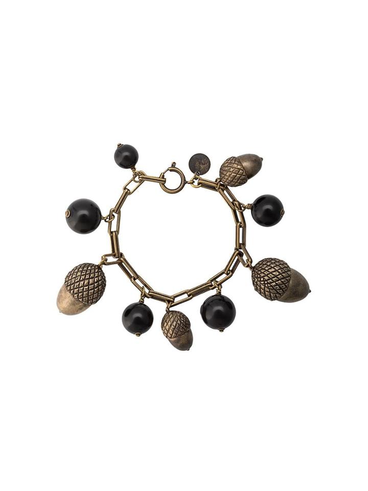 Carolina Herrera Acorn Motif Beaded Bracelet - Metallic