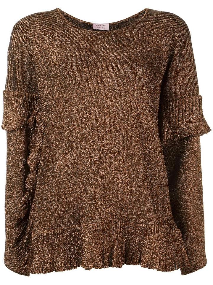 Lanvin Ruffle Detail Jumper, Women's, Size: Xs, Brown, Viscose/polyester/polyamide