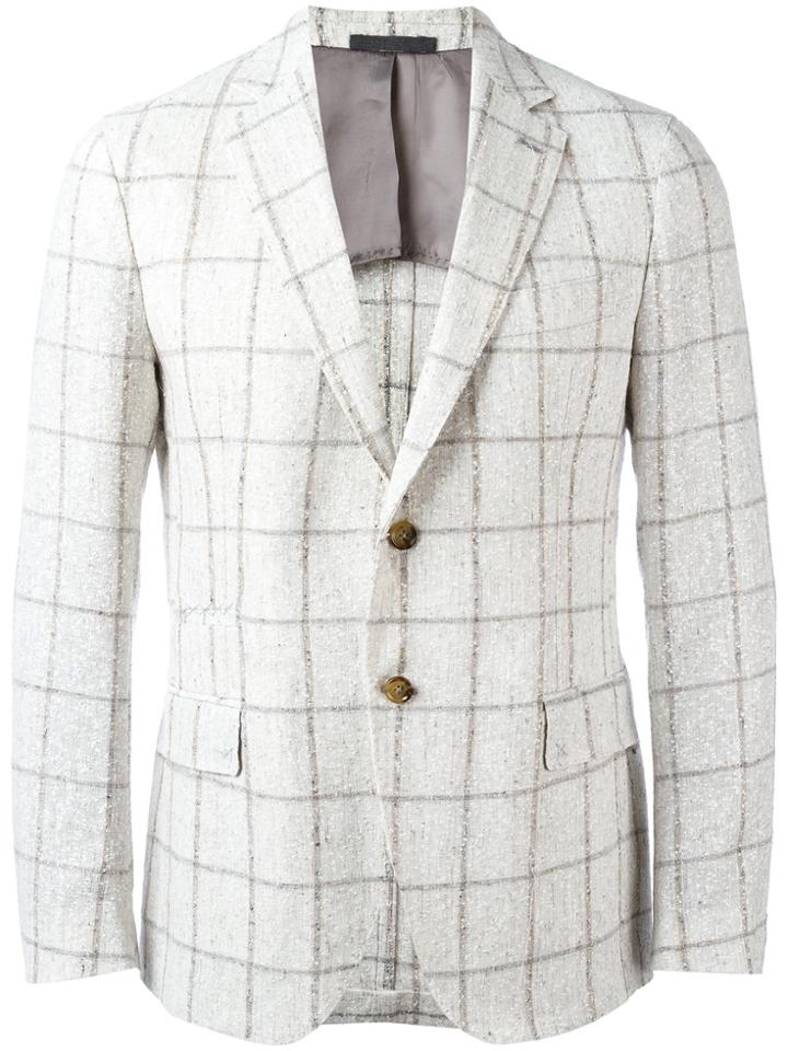 Eleventy Checked Blazer - Nude & Neutrals
