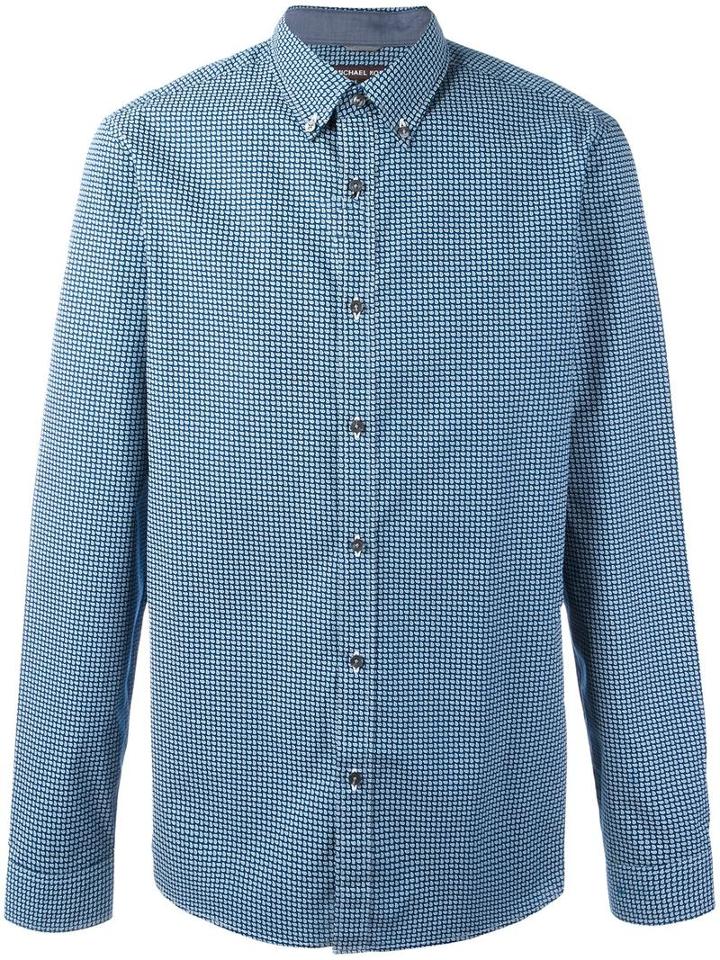 Michael Kors Paisley Print Shirt, Men's, Size: Large, Blue, Cotton