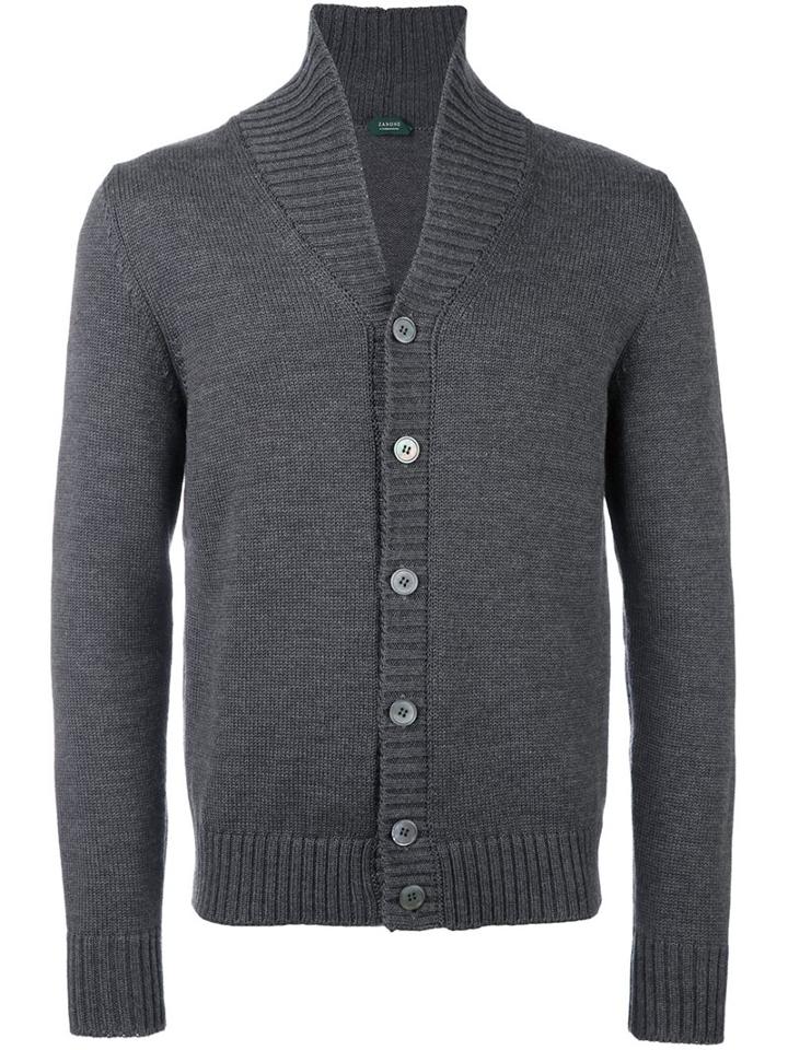 Zanone Shawl Collar Cardigan, Men's, Size: 52, Grey, Virgin Wool