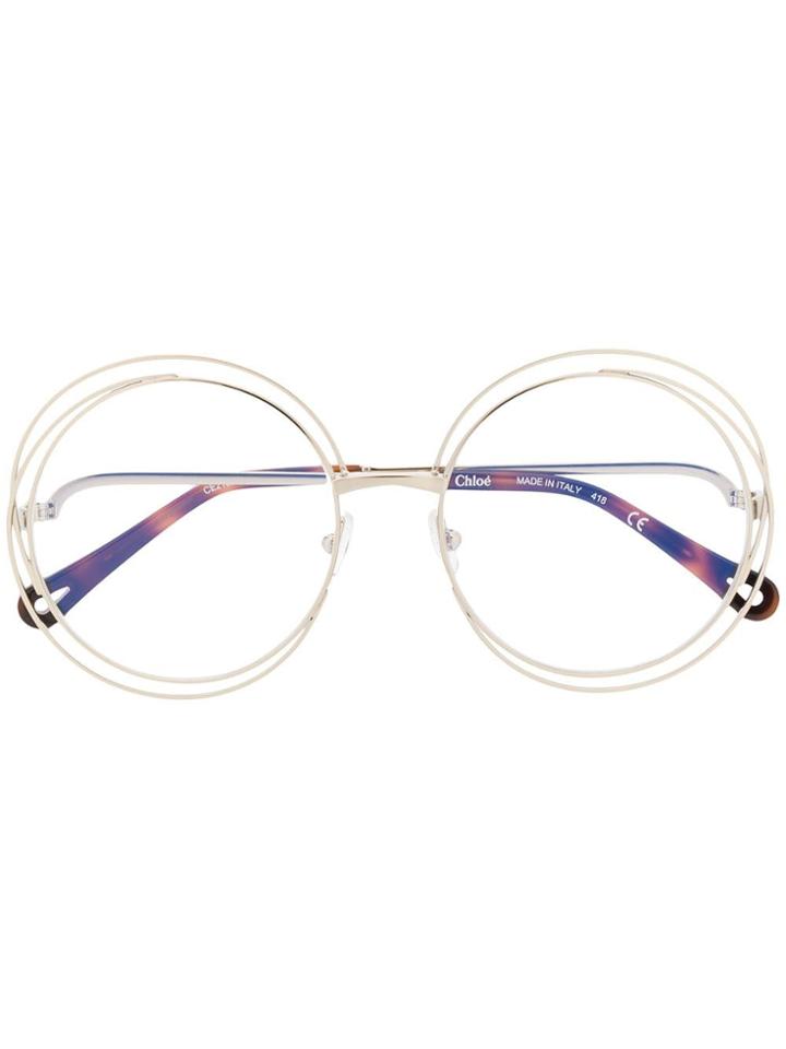 Chloé Eyewear Wire Accent Glasses - Gold