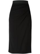 Dolce & Gabbana Gathered Pencil Skirt, Women's, Size: 42, Black, Polyamide/spandex/elastane/virgin Wool