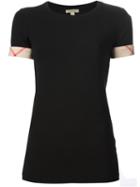 Burberry Brit House Check Cuffs T-shirt, Women's, Size: Xl, Black, Cotton/spandex/elastane