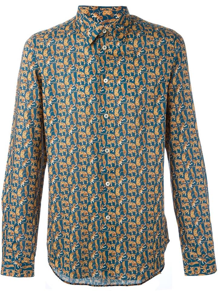 Ps By Paul Smith Tiger Print Shirt, Men's, Size: Small, Cotton