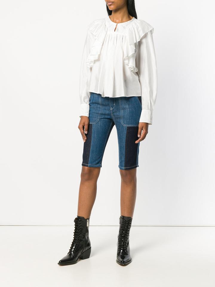 Chloé Patchwork Denim Shorts - Blue