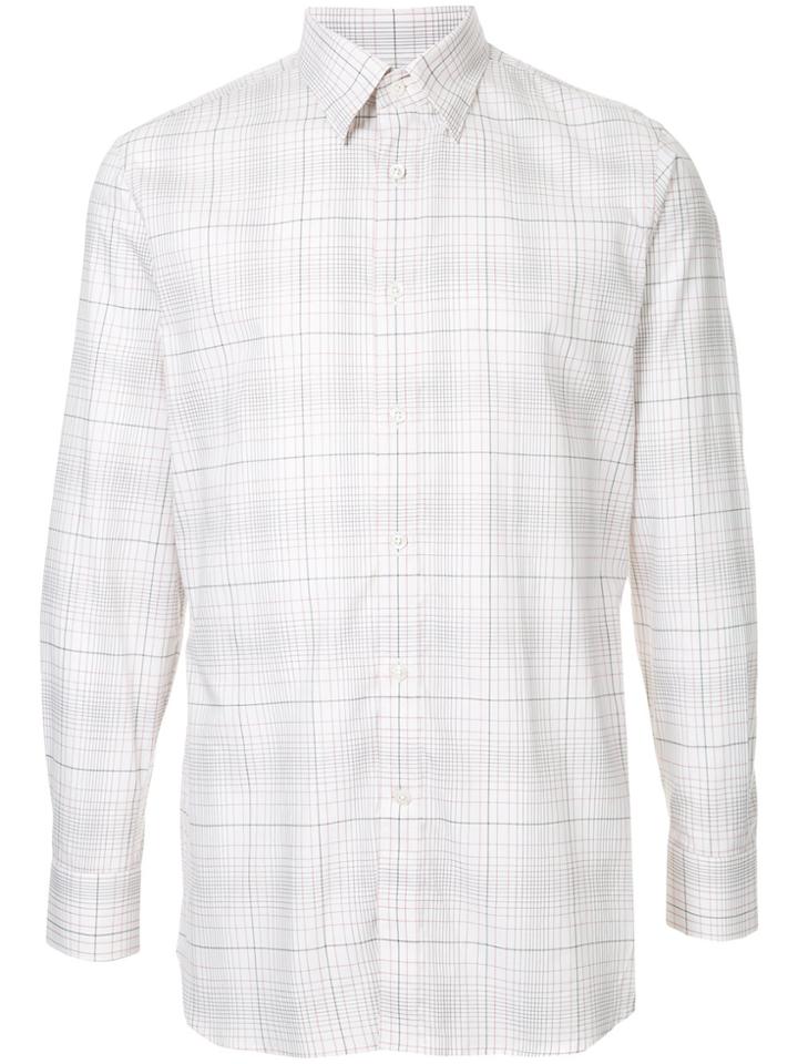 Gieves & Hawkes Long Sleeved Checked Shirt - Nude & Neutrals