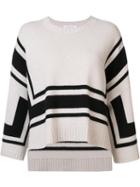 Derek Lam 10 Crosby Flared Striped Sweater, Women's, Size: Small, White, Wool