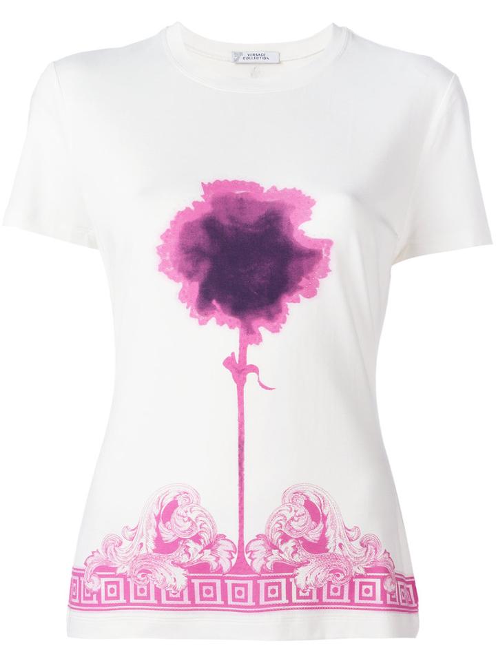 Versace Collection Printed T-shirt, Women's, Size: 44, White, Viscose/spandex/elastane