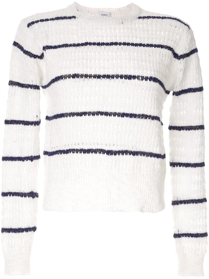 Suboo Shoreline Stripe Knit Jumper - White