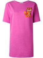 Moschino Tiger Print T-shirt Dress, Women's, Size: 40, Pink/purple, Cotton/spandex/elastane