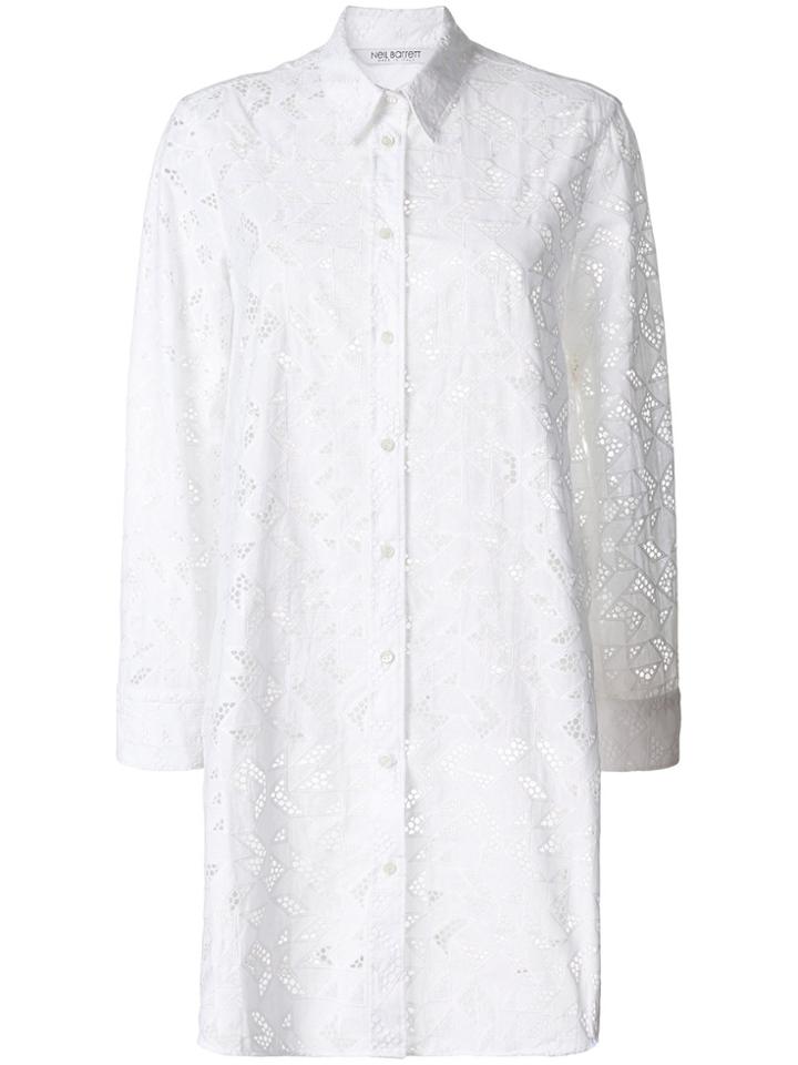 Neil Barrett Geometric Pattern Long Shirt - White