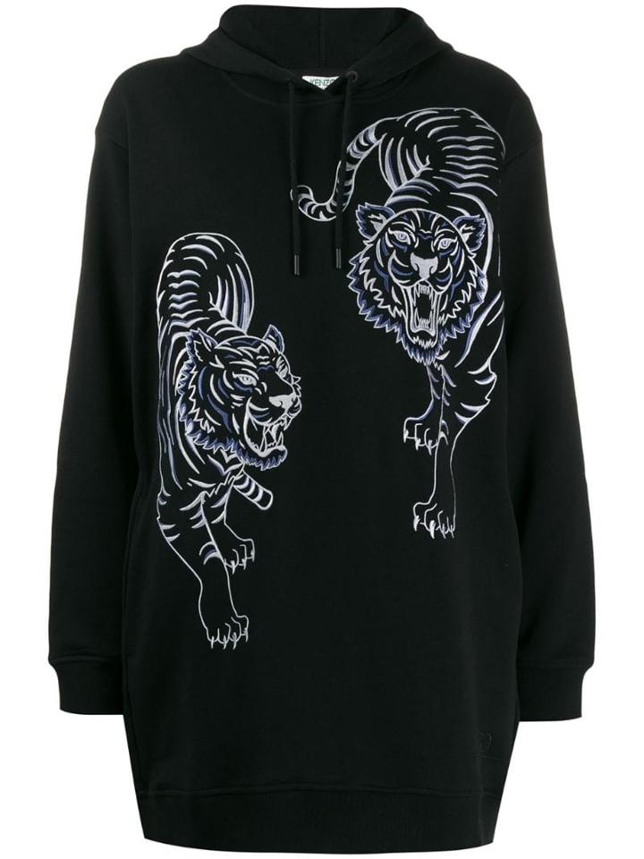 Kenzo Oversized Tiger-print Hoodie - Black