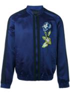 Christian Pellizzari - Embroidered Satin Bomber Jacket - Men - Acetate/viscose - 44, Blue, Acetate/viscose