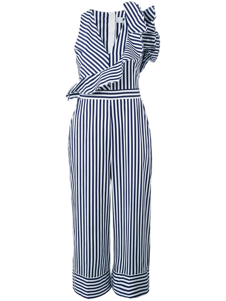 Msgm - Striped Jumpsuit - Women - Cotton - 44, White, Cotton