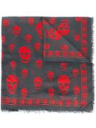 Alexander Mcqueen 'skull' Scarf, Men's, Grey, Modal/silk
