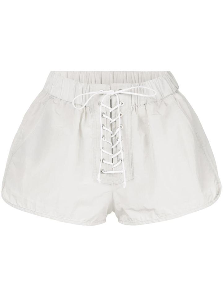 Unravel Project Lace-up Dolphin Shorts - White