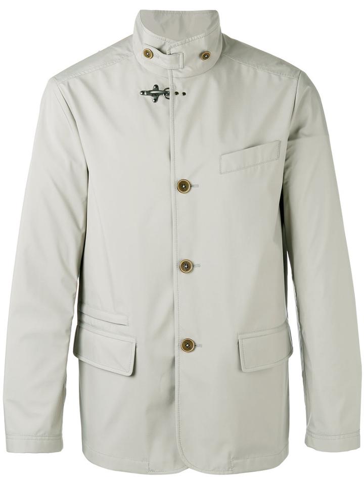 Fay Buttoned High Collar Jacket, Men's, Size: Xxl, Nude/neutrals, Cotton/polyamide/polyester/polyurethane