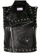 Red Valentino Studded Sleeveless Motorcycle Vest - Black