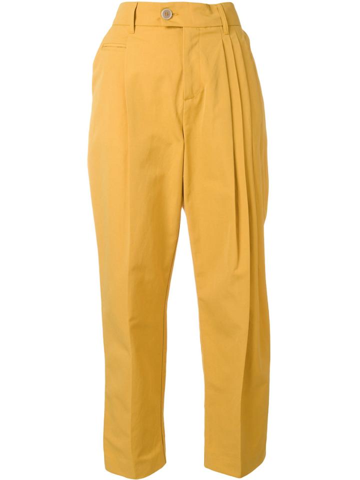 Erika Cavallini Cropped Pleated Trousers - Yellow & Orange