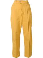 Erika Cavallini Cropped Pleated Trousers - Yellow & Orange