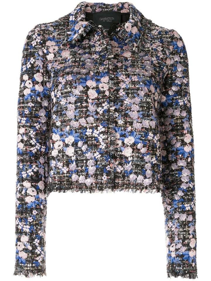 Giambattista Valli Bouclé-tweed Floral Jacket - Blue