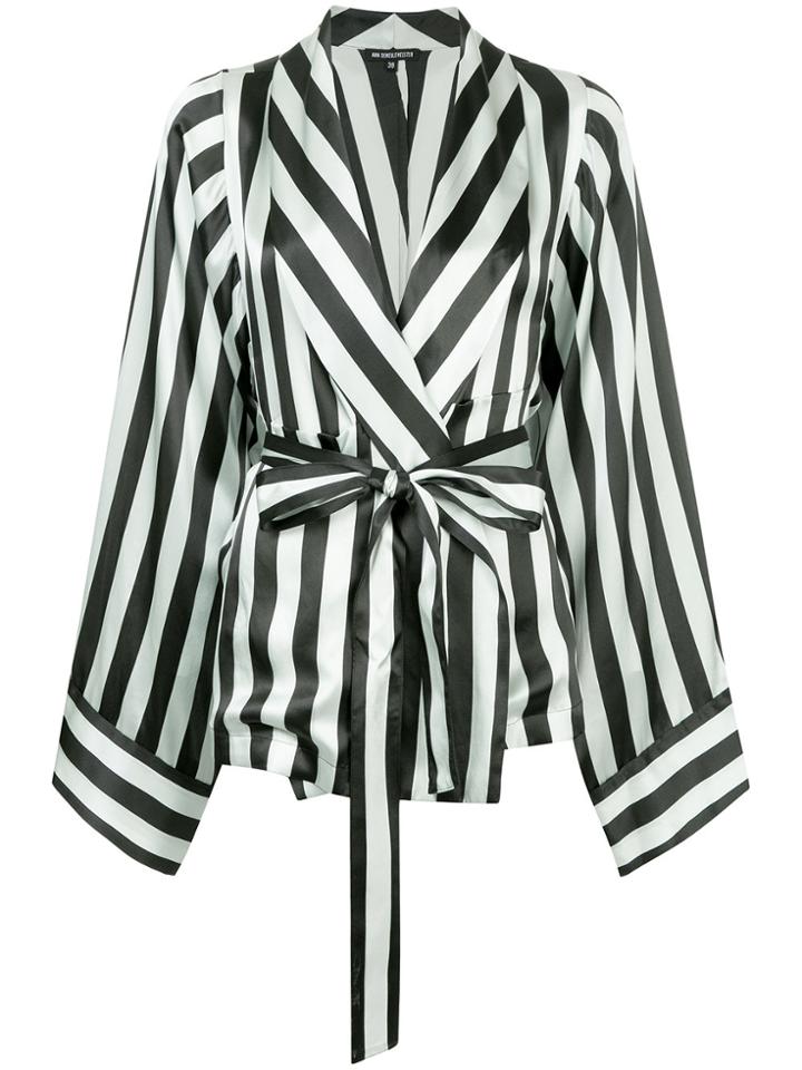 Ann Demeulemeester Striped Wrap-front Jacket - Black