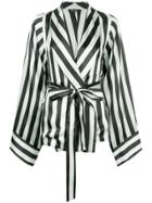 Ann Demeulemeester Striped Wrap-front Jacket - Black