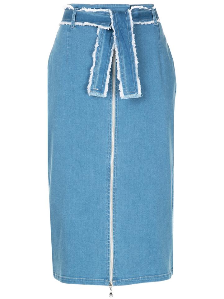 Guild Prime Zip-detail Midi Denim Skirt - Blue