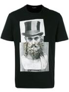 Neil Barrett Top Hat Statue Print T-shirt, Men's, Size: Medium, Black, Cotton