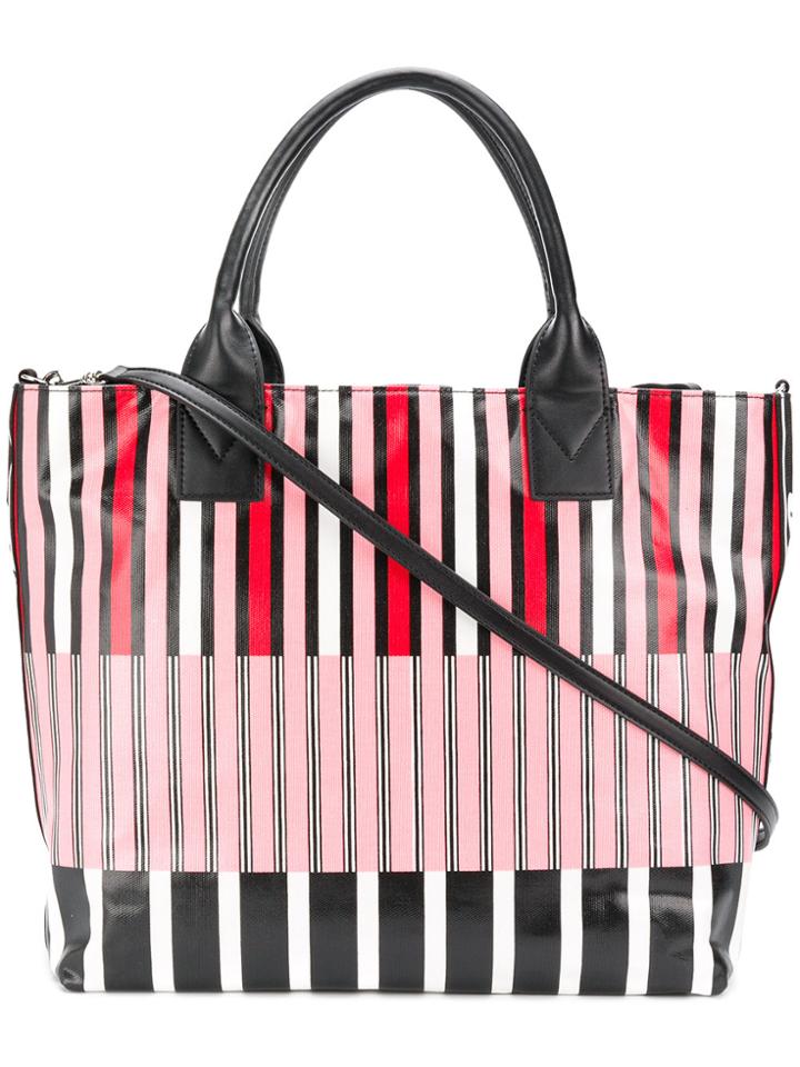 Pinko Striped Logo Tote Bag - Pink & Purple