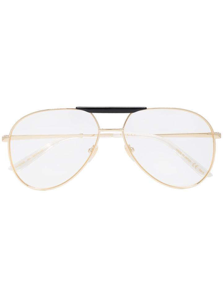 Gucci Eyewear Gg0255s Gold Frame Aviator Glasses - Metallic