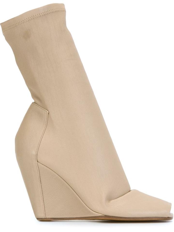 Rick Owens Wedge Booties, Women's, Size: 38, Nude/neutrals, Leather