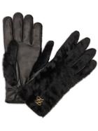 Fendi Ff Logo Appliqué Gloves - Black