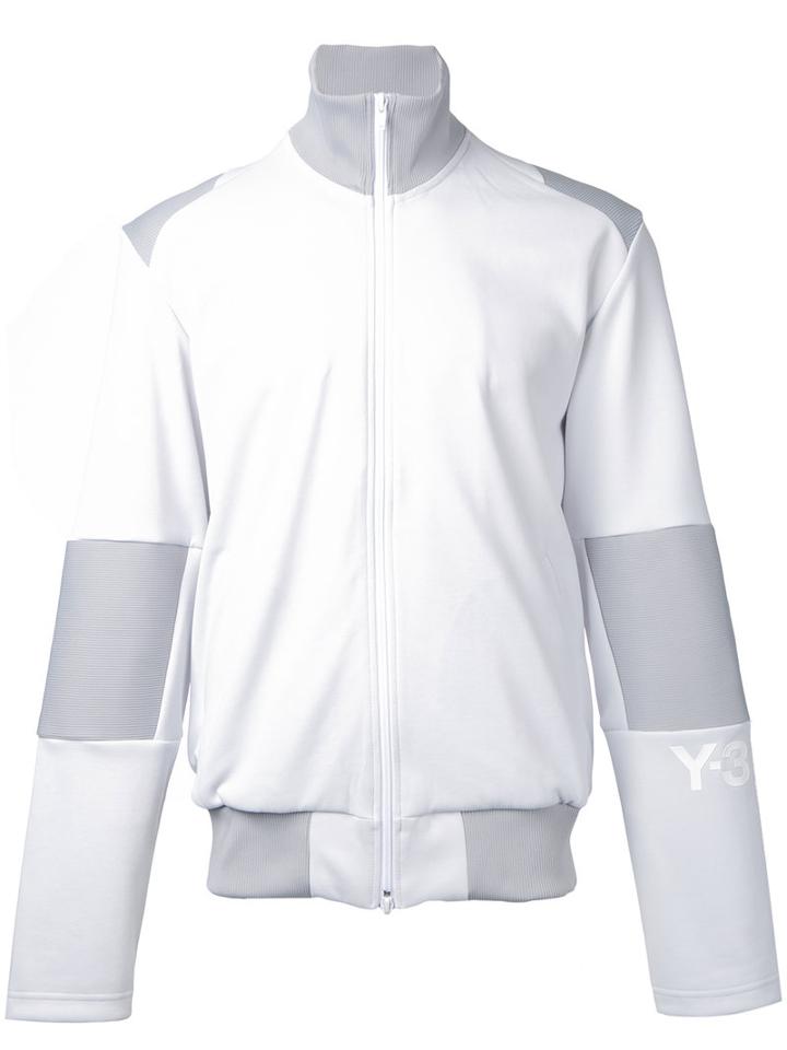 Y-3 Arm Logo Zipped Sweatshirt, Men's, Size: Xl, White, Cotton/polyester